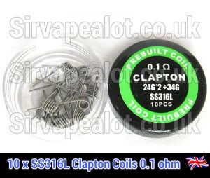 0.1ohm SS316l clapton coils